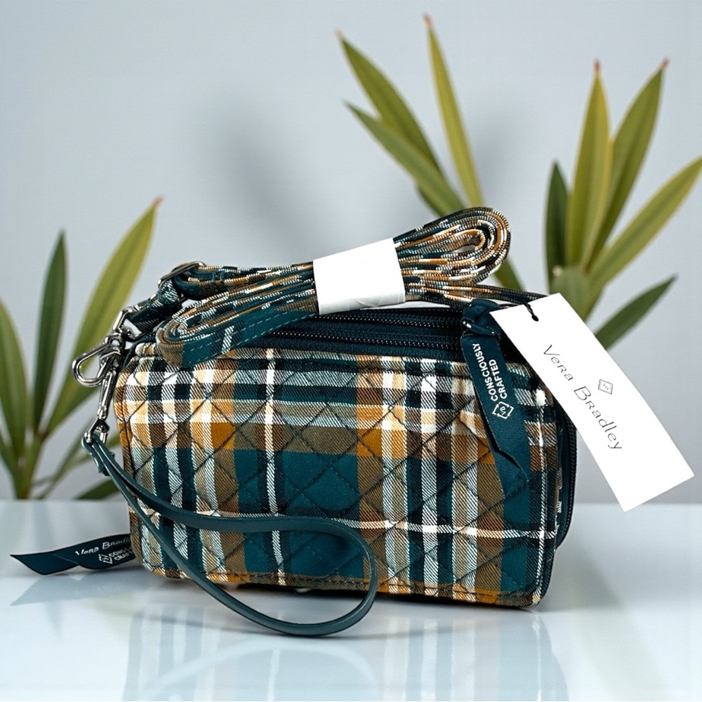Vera Bradley RFID All-in-One Crossbody – Orchard Plaid – NWT – Faux Leather Trim